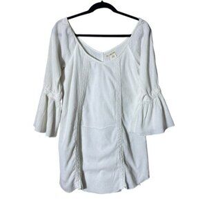 Billabong Bohemian Womens Tunic Top Medium Fairycore Beachy Flare Coquette White